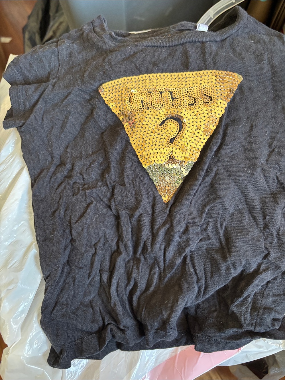 Guess Kids Sequin Triangle Graphic Tee with Gold Accent 3